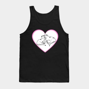 Valentines Day Cat Couple Heart Tank Top